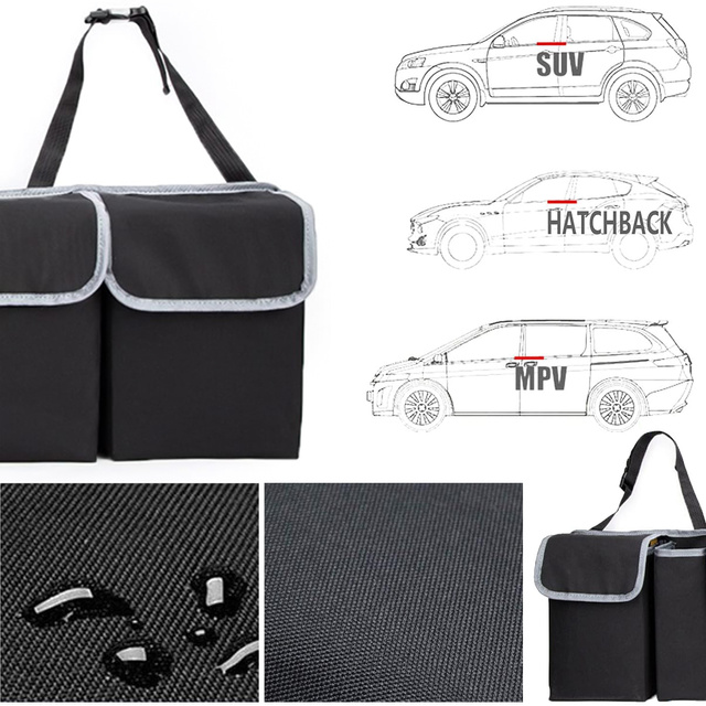 Organizer samochodowy Torba do bagażnika auta samochodu kufer duży na fotel na rzep Alogy Czarny + 2x uchwyt na zagłówek
