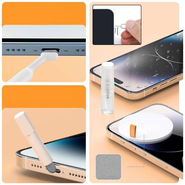 2er Set AirPods Reinigungsstift 3-in-1 - Mit Bürste & Metallspitze Für Kopfhörer & Kleinteile