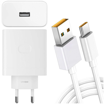 Wandladegerät Original Oneplus SUPERVOOC 80 W USB Typ-A-Adapter EU VCB8JAEH Kabel DL136 USB-C Typ C 65 W 1 m Weiß