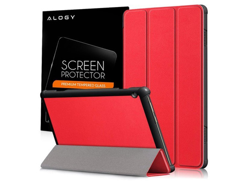 Etui Alogy Book Cover do Lenovo Tab M10 10.1 TB-X605 Czerwone + Szkło
