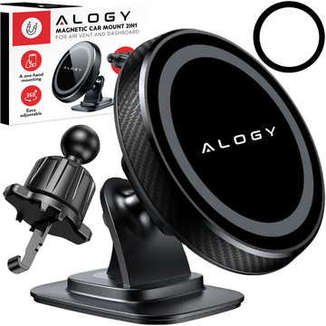 Magnetische Autohalterung für Telefon, Fenster, Kühlergrill, Cockpit, Armaturenbrett, Auto, Telefon, Alogy Black