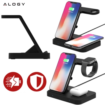 Qi 15W induktives Ladegerät für iPhone Apple AirPods kabellose 2in1 Dockingstation Schwarz