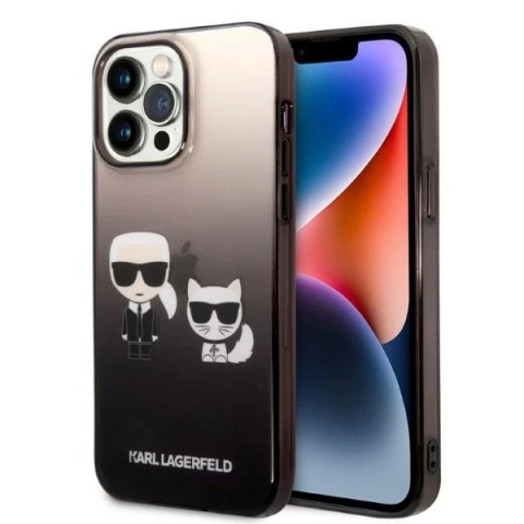 Etui ochronne na telefon Karl Lagerfeld KLHCP14LTGKCK do Apple iPhone 14 Pro 6,1" hardcase czarny/black Gradient Ikonik Karl & Choupette