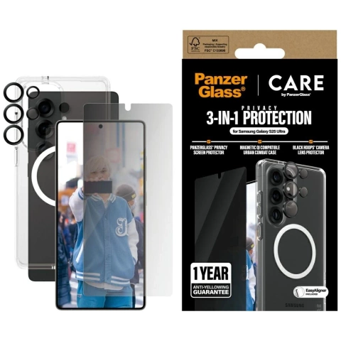 CARE by PanzerGlass 3in1 Privacy Glass Case Sichtschutzlinse für Samsung Galaxy S25 Ultra