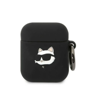 Etui ochronne na słuchawki Karl Lagerfeld KLA2RUNCHK do Apple AirPods 1/2 cover czarny/black Silicone Choupette Head 3D