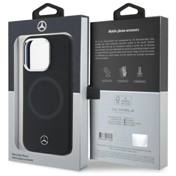 Mercedes Hülle für iPhone 16 Pro Max 6,9" Hardcase Silikon Ton in Ton Logo MagSafe Schwarz