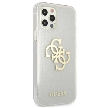 Guess GUHCP12LPCUGL4GTR iPhone 12 Pro Max 6,7" transparente Hartschale Glitter 4G Big Logo