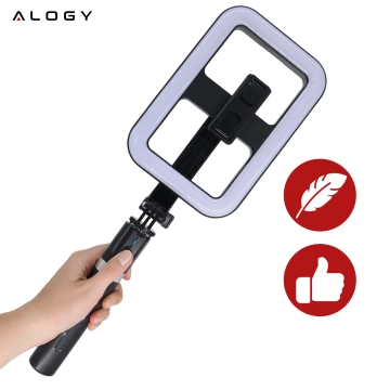 Alogy GlowStick™ Pro Stativ-Selfie-Stick mit Fernbedienung und LED-Licht für Make-up-Fotos und -Videos, Länge 132 cm, Schwarz