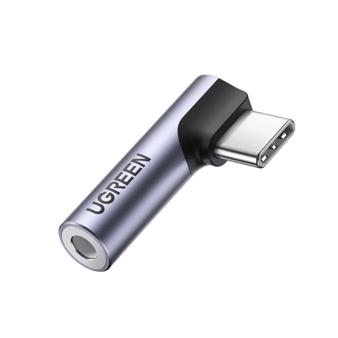 Adapter Ugreen AV154 USB-C do mini jack 3.5 mm Audio 90° Szary
