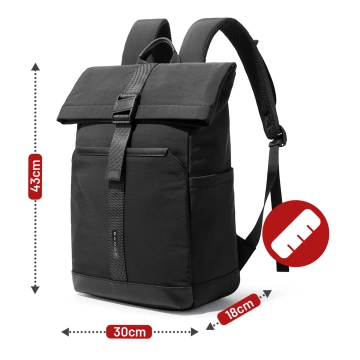 Bange wasserdichter Rucksack für 15,6-Zoll-Laptop, Stadtreisender, 45 x 30 x 16 cm, für Arbeit, Flugzeug, Herren, Damen, mit USB-Anschluss Schwarz