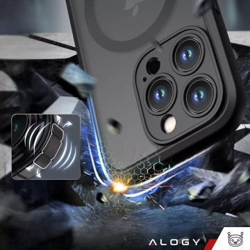 Etui do Apple iPhone 12 Pro obudowa Alogy MagSafe Hybrid Matte Case pokrowiec matowy z ochroną obiektywu czarny + Szkło