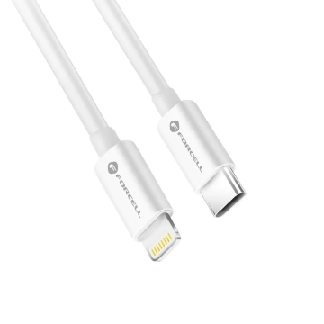 Kabel USB-C auf Lightning 1m Forcell MFi Apple PD 30W CarPlay Weiß