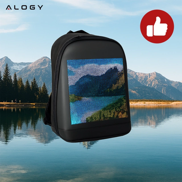 Plecak z oświetleniem LED RGB Alogy PixelBag™ Piksele bluetooth led telefon komórkowy sterowana aplikacją pixel Czarny