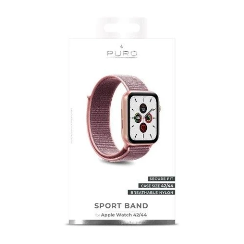 Pasek Nylonowy Puro Sport Band do Apple Watch 42/44/45 mm w Różowym – ultralekki i wygodny na każdą okazję