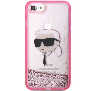 Handyschutzhülle Karl Lagerfeld KLHCI8LNKHCP für Apple iPhone 7/8/ SE 2020/2022 pink/pink Hardcase Glitter Karl Head