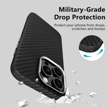 Etui MagSafe Tech-Protect Ion Carbon iPhone 16 Czarny/Srebrny