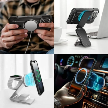 Etui Supcase UB XT Mag MagSafe iPhone 16e Black z podstawką