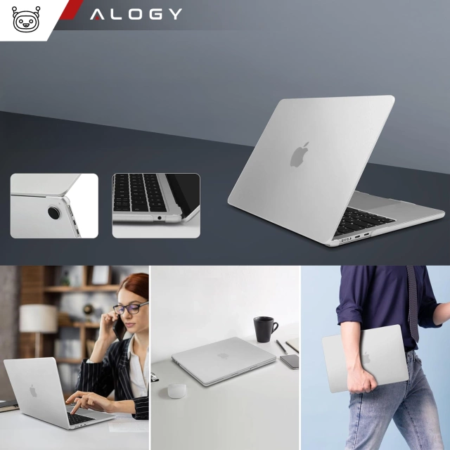 Etui ochronne do Apple Macbook Air 15 M2/M3/M4 2023/2024/2025 Alogy AirGuard™ Elastyczna obudowa Matowa Przezroczysta Biel