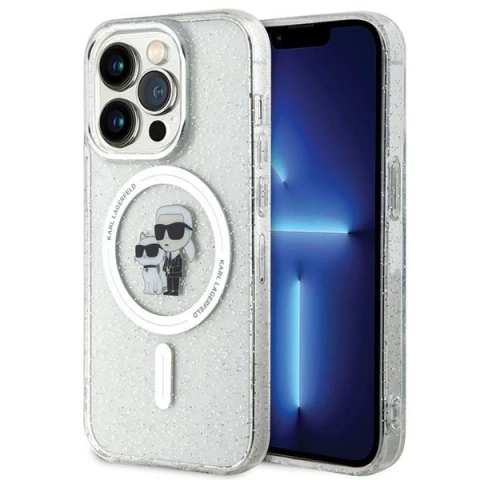 Etui Karl Lagerfeld KLHMP15LHGKCNOT do iPhone 15 Pro 6.1" transparent hardcase Karl&Choupette Glitter MagSafe