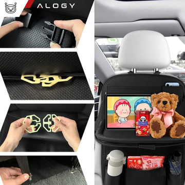 2x Auto Organizer Auto Reisetisch Autositzschutz Rücksitzlehne Sitz Alogy Schwarz