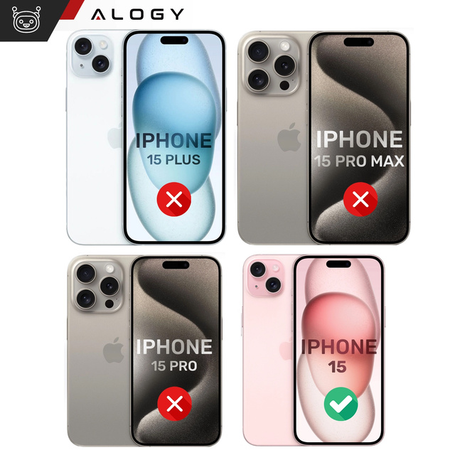 Etui do iPhone 15 obudowa Case silikonowe przezroczyste ochrona aparatu osłona obiektywów Alogy Slim + Szkło