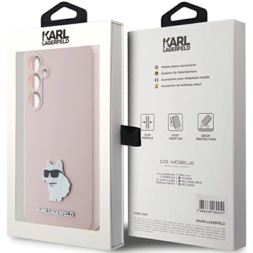 Karl Lagerfeld KLHCS23FESMHCNPP Schutzhülle für Samsung Galaxy S23 FE S711, rosa/rosa, Silikon, Choupette-Metallstift
