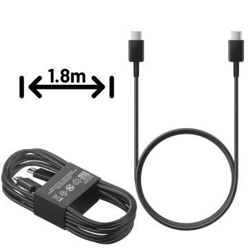 Oryginalny kabel Samsung USB-C do USB-C EP-DW767 do ładowania 1.8m 3A 25W / 45W Czarny