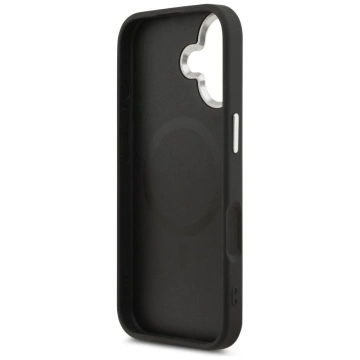 Etui Guess Grained Triangle Logo MagSafe do iPhone 17 Czarny