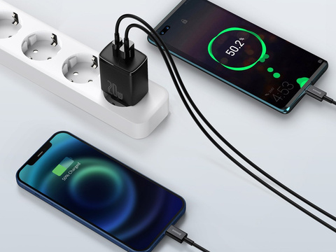 Baseus USB PD QC 3.0 20W schwarzes Wandladegerät