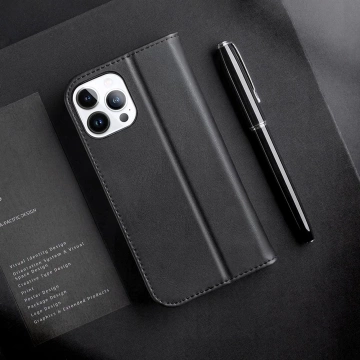 Dux Ducis Hivo Leather Flip Cover Echtes Leder Wallet für Karten und Dokumente iPhone 14 Pro Max Braun