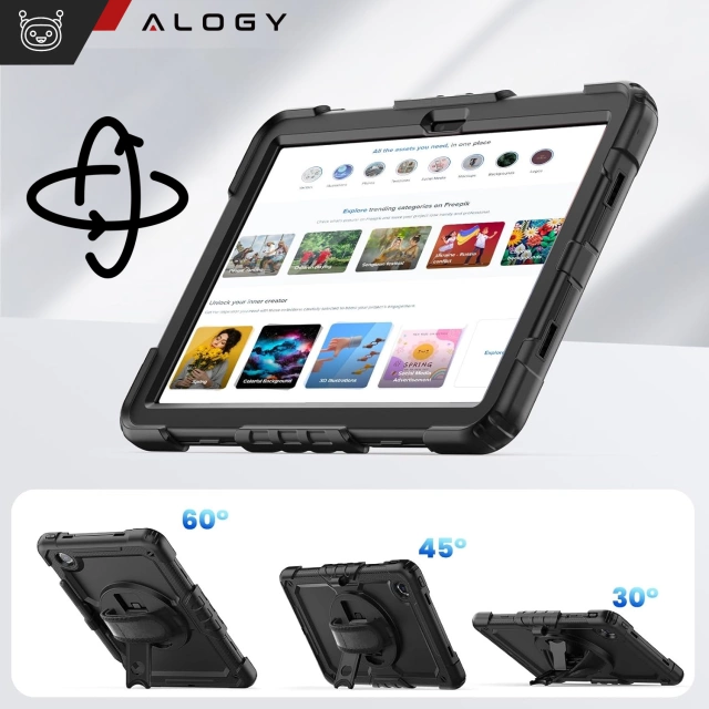 Etui pancerne 360 z miejscem na rysik do Lenovo K11/ K11E 11” / M11 10.95" 11" TB330FU TB330XU TB331FC Alogy Pirate 360 Case obudowa na tablet Czarne