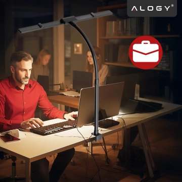 Alogy DeskPro™ LED-Schreibtischlampe mit faltbarem Design, einstellbarer Helligkeit und Vollspektrumlicht, inklusive Tischhalterung und Augenschutz