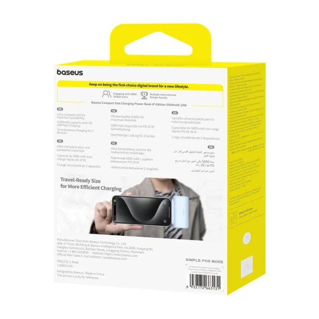 Powerbank Baseus Compact IP 5000mAh 20W Lightning + USB-C Niebieski