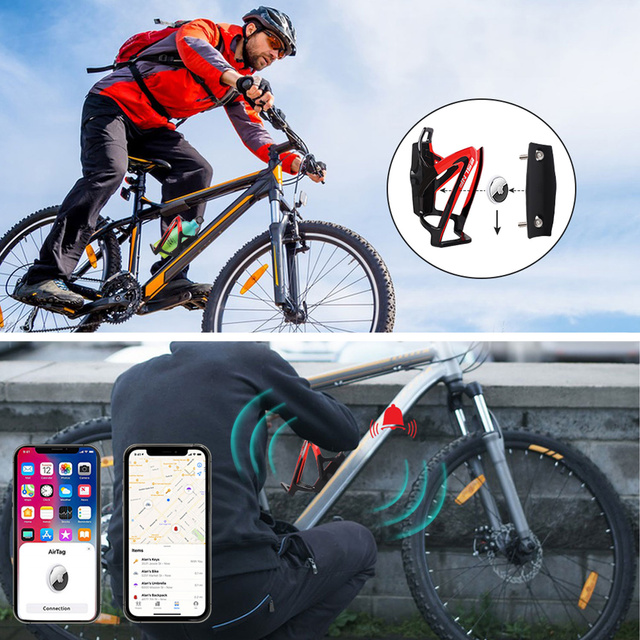 Koszyk na bidon napój butelkę wodę uchwyt rowerowy do roweru bidonu uniwersalny z miejscem na Airtag Czarno-czerwony