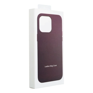 Leder Mag Cover Hülle kompatibel mit MagSafe für Apple iPhone 15 Plus dunkelviolett