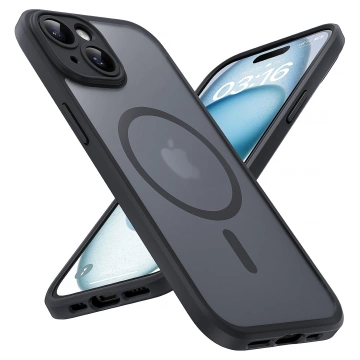 Hülle für Apple iPhone 15 Plus Alogy MagSafe Hybrid Matte Case Matte Cover mit Linsenschutz Schwarz