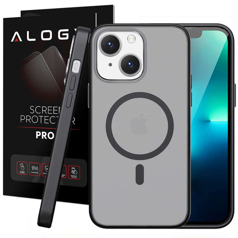 Etui matowe na telefon Alogy MagMat Case do MagSafe obudowa ochronna do Apple iPhone 14 Plus Czarne + Szkło