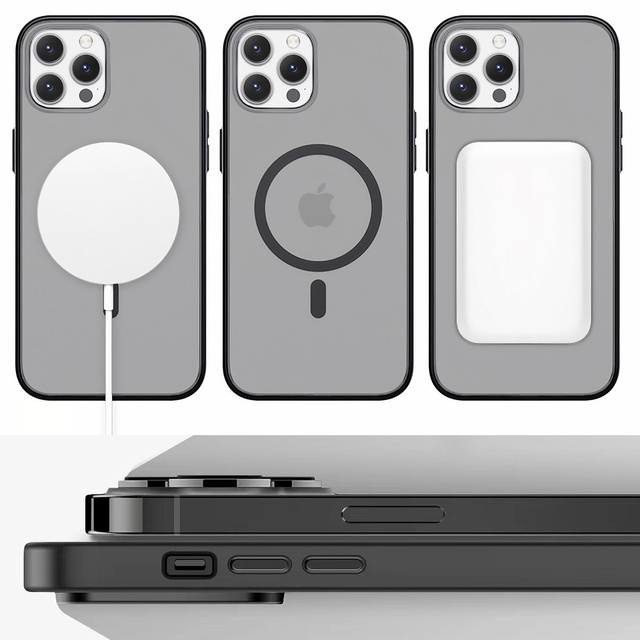 Etui matowe Alogy MagCase do MagSafe obudowa z pierścieniem magnetycznym do Apple iPhone 12/ 12 Pro Czarne + Szkło