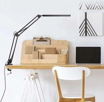 Lampka biurkowa LED 2w1 szkolna na biurko dla dzieci kreślarska do biura czarna