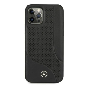 Mercedes MEHCP12LCDOBK Schutzhülle für Apple iPhone 12 Pro Max 6.7" schwarz/schwarz Hardcase Leder perforierter Bereich