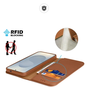 Samsung Galaxy S25 Edge Dux Ducis Hivo Lederhülle Braun
