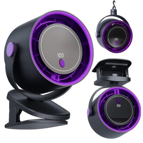 Schreibtischventilator, Standventilator, kleiner Umwälzventilator mit Clip, kabelloser Handventilator, 500 mAh, USB-C, Alogy White