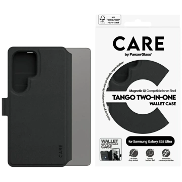 Hülle für Samsung Galaxy S25 Ultra CARE von PanzerGlass Feature Tango Wallet 2in1 Schwarz