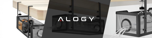 Organizer kabli pod blat półka na kable listwe przewody blat biurko biurkowy metalowy Alogy 34cm Czarny