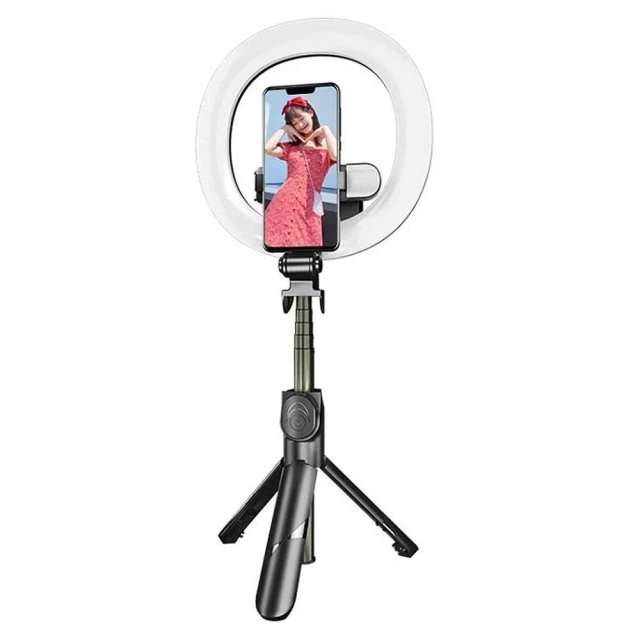 Selfie stick/statyw Puluz z podwójnym oświetleniem LED