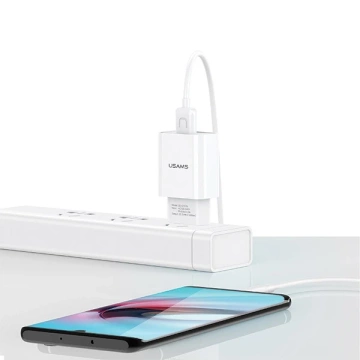 USAMS Wandladegerät 1x USB T21 Micro USB weiß/weiß 2.1A Schnellladung T21OCMC01