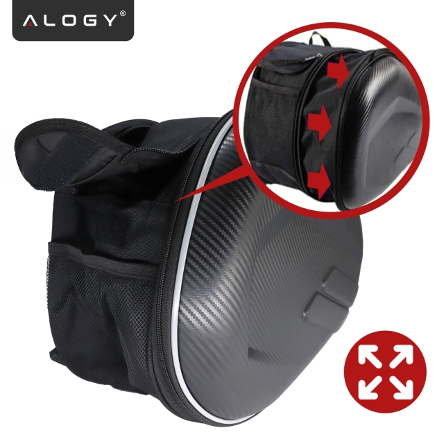 Sakwa Motocyklowa 38–58L – Torba, Kufry boczne, Sakwa na Tylne Siedzenie, Wodoodporna, Twardy Materiał, Regulowana na Motocykl – Alogy RoadPack™ Czarna