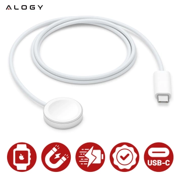 Alogy magnetisches QI induktives Ladekabel für Apple Watch USB-C Typ C 100cm 1M Weiß