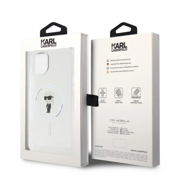 Etui Karl Lagerfeld KLHMP15MHFCKNOT für iPhone 15 Plus 6,7" transparentes Hardcase IML Ikonik MagSafe