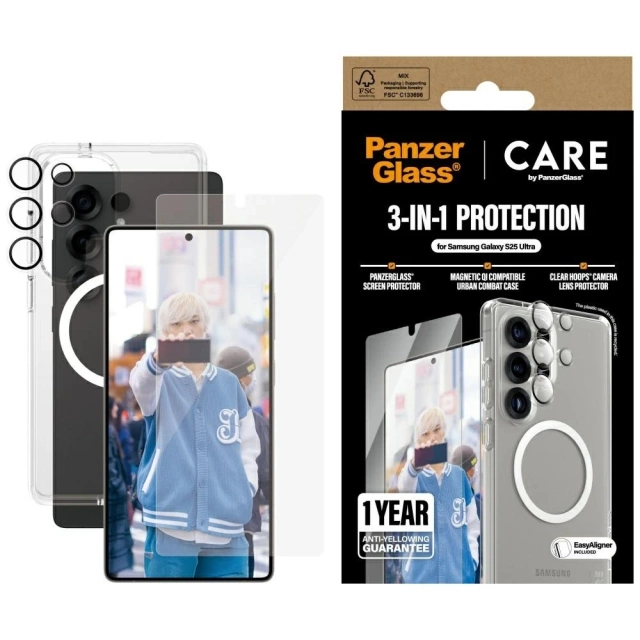Zestaw CARE Flagship 3w1 do Samsung Galaxy S25 Ultra Etui+Szkło+Uchwyt